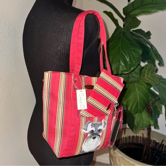Longaberger Homestead Women’s One of a Kind Schnauzer Striped Small Tote Bag NWT - Picture 5 of 16